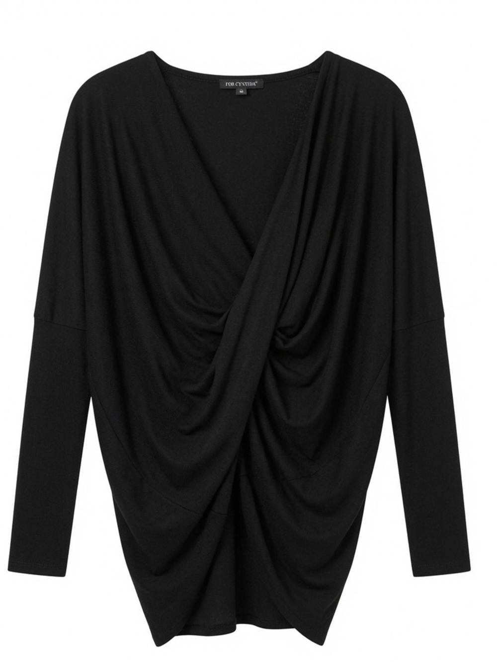 For Cynthia 🖤 Black Draped Long-Sleeve Women’s Top